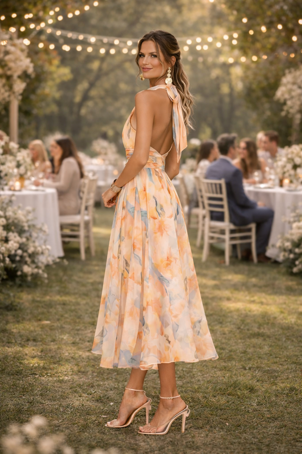 Emma | Vestido de cuello halter con estampado de acuarela