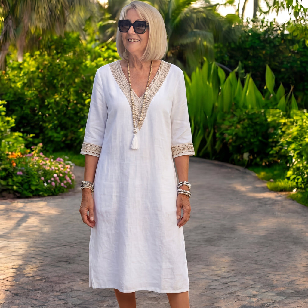 Cleo | Elegante abito con maniche a tre quarti e scollo a V