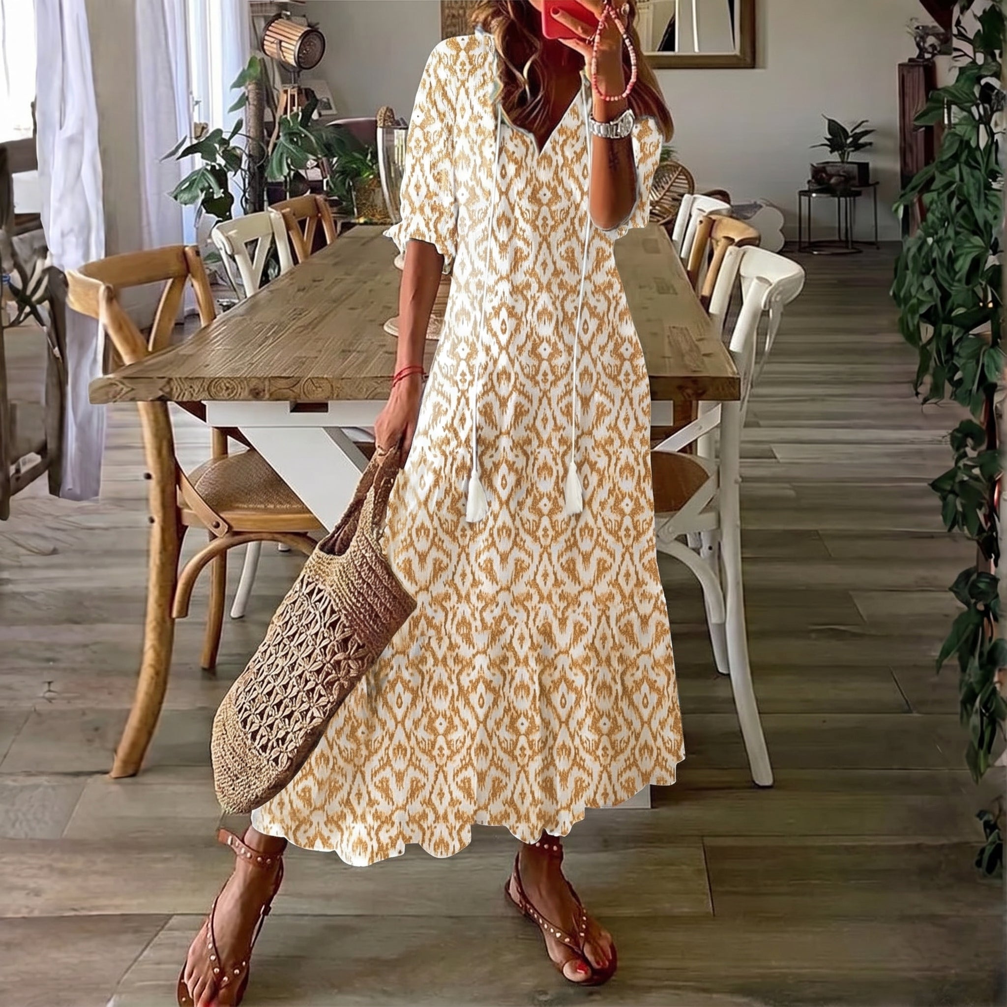Bruna | Abito midi in stile boho disinvolto