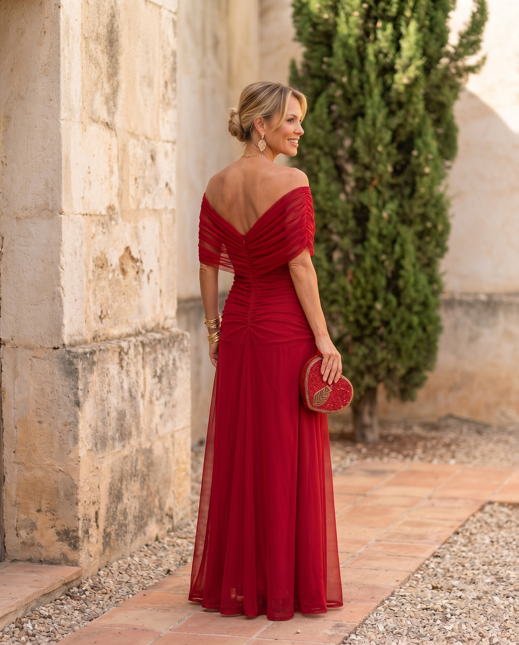 Liviana | Elegante Abito Lungo da Festa con Scollo a Cuore