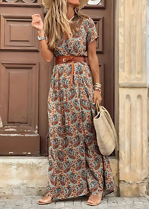 Adelaide | Vestido largo bohemio y vaporoso con cinturón